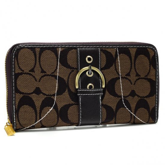Coach Buckle In Signature Large Coffee Wallets AXI | Coach Outlet Canada